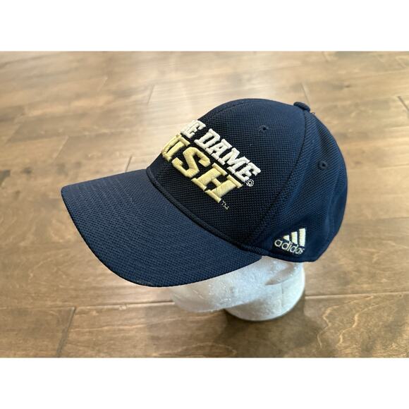 Adidas Mens Navy NCAA Notre Dame Fighting Irish Adjustable Strapback Hat Cap - Picture 3 of 9